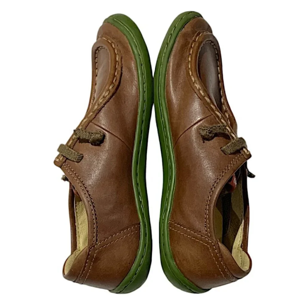 CAMPER Brown Leather Moccasin Shoes Size 10.5